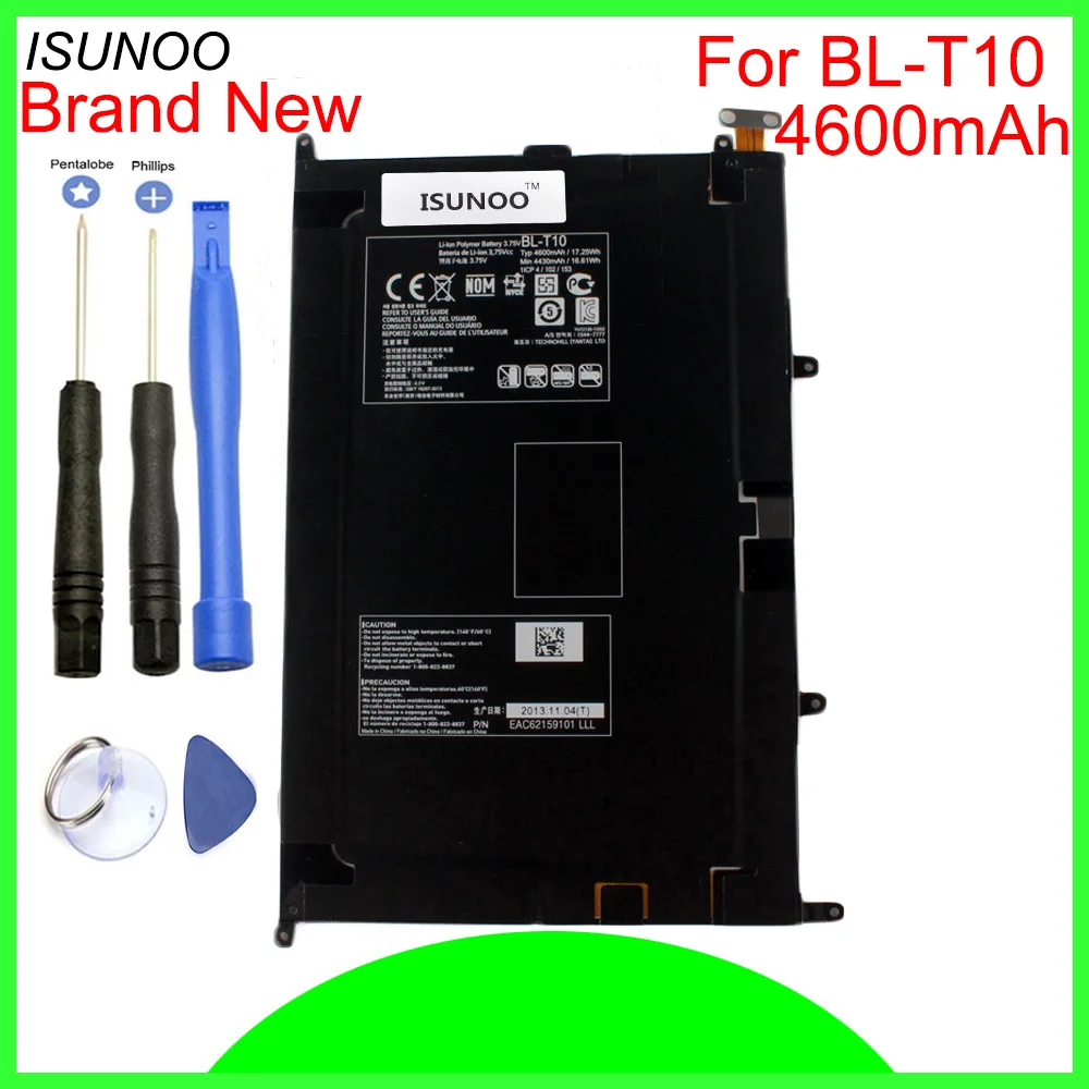

ISUNOO 4600mAh BL-T10 battery for LG GPAD G PAD 8.3 BL-T10 VK810 V500 Battery Replacement With Repair Tools