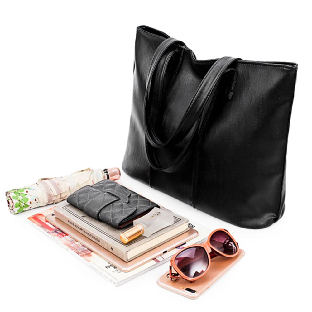 

Women Fashion Faux Leather Large Capacity Zipper Shoulder Bag Tote Handbag Pouch