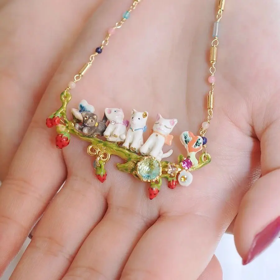 

Amybaby Cats Spring Garden Collection Womens Necklace Enamel Glaze jewelry