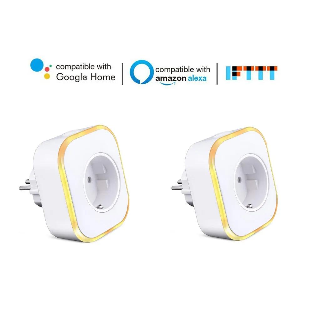 

2 Pcs Smart Plug, WiFi Socket, Remote Control Electrical Power Supply, Voice Control by Alexa Google IFTTT