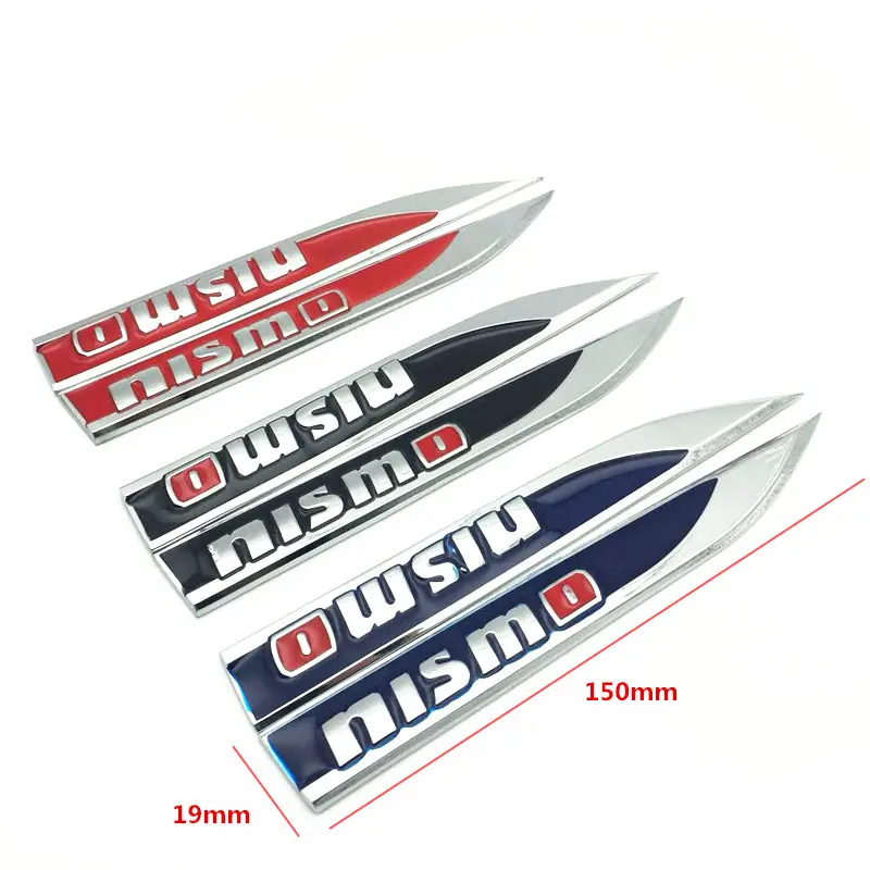 FDIK 2PCS/set nismo logo Emblem Badge Decals Metal Fender Side Car Sticker for Nissan Tiida Teana Skyline Juke X-trail Almera 