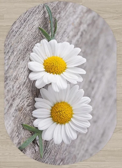 Серый Пол Маргаритка с цветами и зелеными листьями 3d принт Нескользящая микрофибра гостиная современный Овальный моющийся коврик ковер