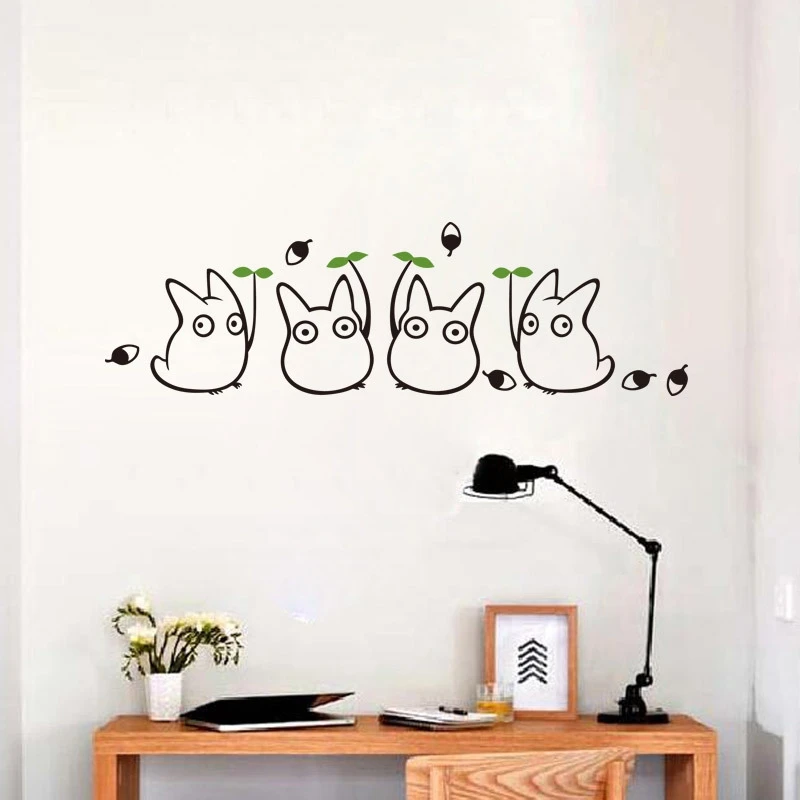 Cartoon Animal Wall Stickers Totoro Vinyl Art Decals For Children's Room PVC Removable Wallpaper Home Kindergarten Decoration