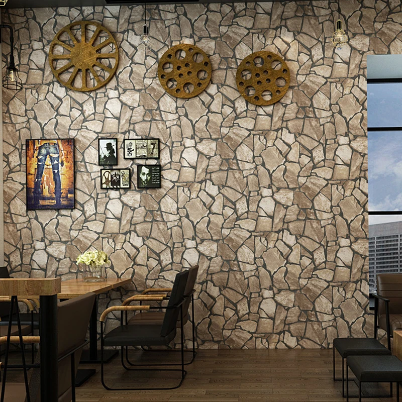 

Wholesale Modern Fashion Stone Wallpaper Cafe Barber Shop Papel de Parede 3d Vintage Marble Wall Paper Living Room Decor QZ005