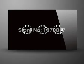 

Black Tempered Glass AU US Standard 3 Gangs 2 Way Touch Switch, LED Indicator AC 110-240V Light Wall Switches,Free Shipping