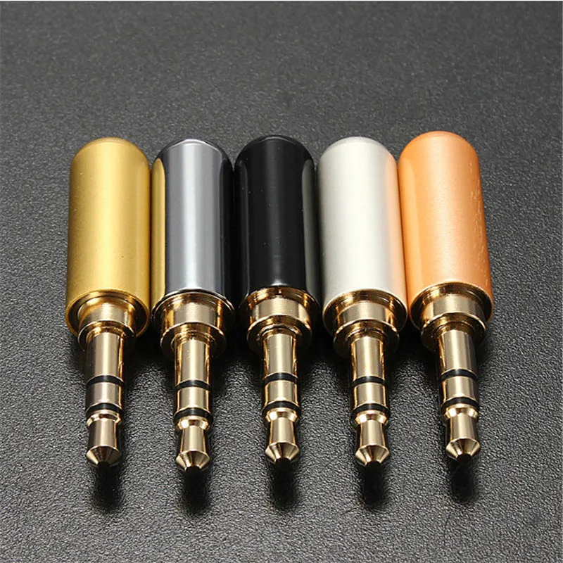 3.5mm 3 Pole Male Headphone Jack Plug Metal Audio Soldering With Heat Shrinkable Tube