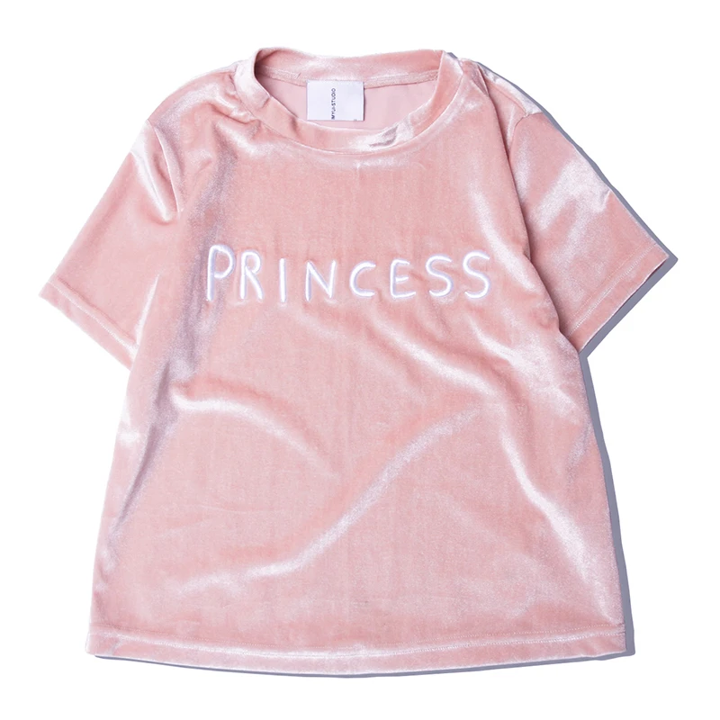 Летняя бархатная женская футболка, футболка с коротким рукавом, футболка с буквенным принтом принцессы, футболка с вышивкой Tumblr Harajuku