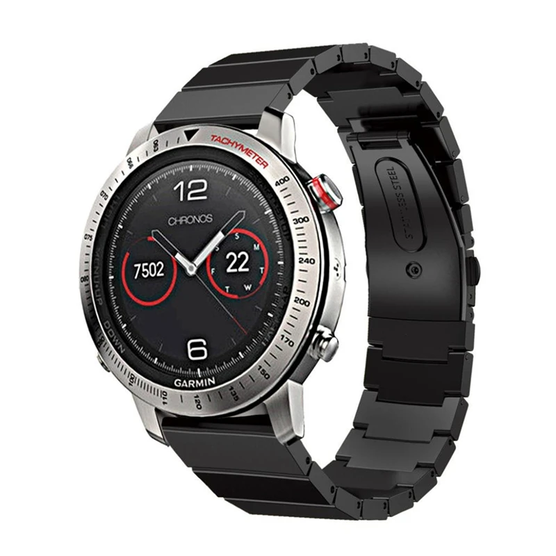 22 мм Из Нержавеющей Стали Браслет Смарт Смотреть Ремешок Ремешок для Garmin Fenix Chronos