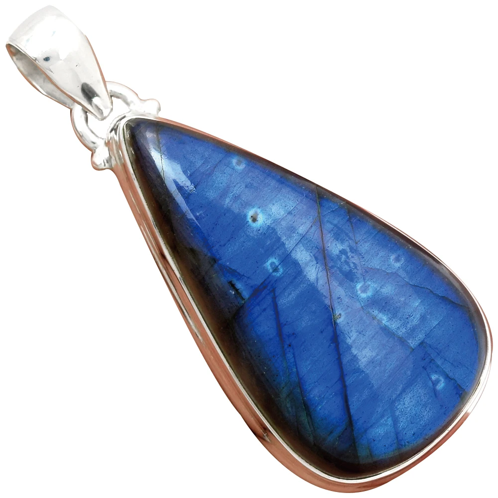

Nature Blue Fire Labradorite Pendant 925 Sterling Silver, 48 mm, AP1910