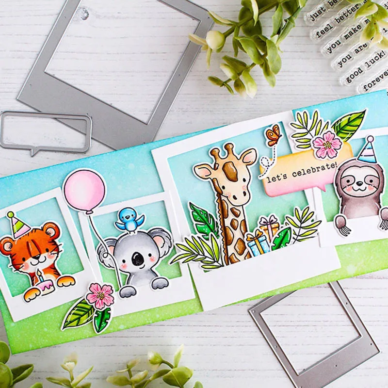 

Animal Friends party Transparent Clear Stamps/coordinating die for DIY scrapbooking/photo album Cutting Crafts Stencil Dies