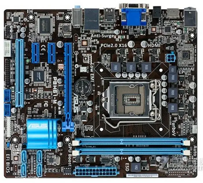 LGA1155 для ASUS 1155 оригинальная б/у настольная материнская плата H61 DDR3 USB2.0 SATA2 |
