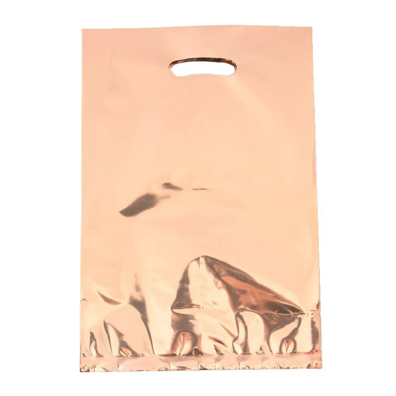 

10pcs/lot rose gold color plastic gift bags fluorescence color theme plastic candy bags rose gold theme loot bags