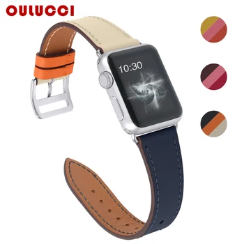 

OULUCCI leather band strap for apple watch band 38mm/40mm/42 mm/ 44mm bracelet watchband for iwatch 3/2/1