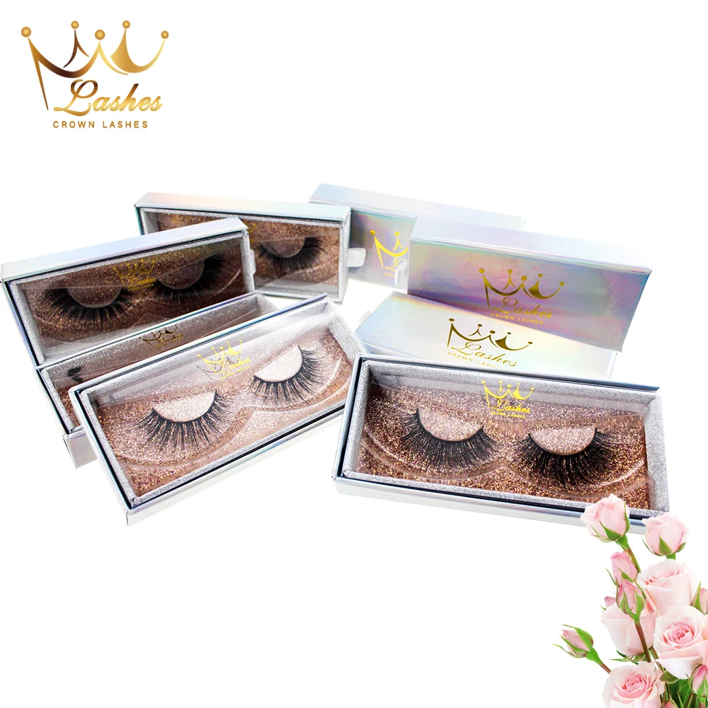 

3d faux mink silk eyelashes handmade custom lashes box