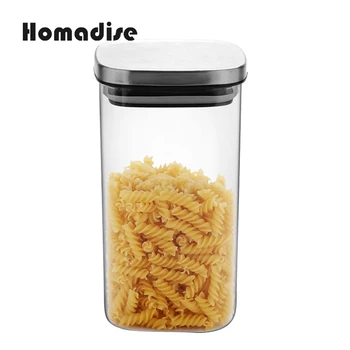 

Homadise High-Capacity Glass Jar Tea Pot Food Container Tea Storage Canister Sealed Tank Stainless Steel Lid Cover Kitchen Items