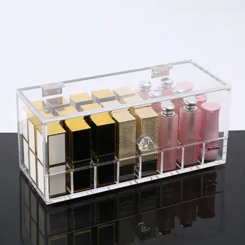 

Clear Acrylic Clamshell 24 Grids Lipstick Holder Makeup Storage Box Desktop Dust-proof Skin Care Makeup Organizer Cosmetic Box