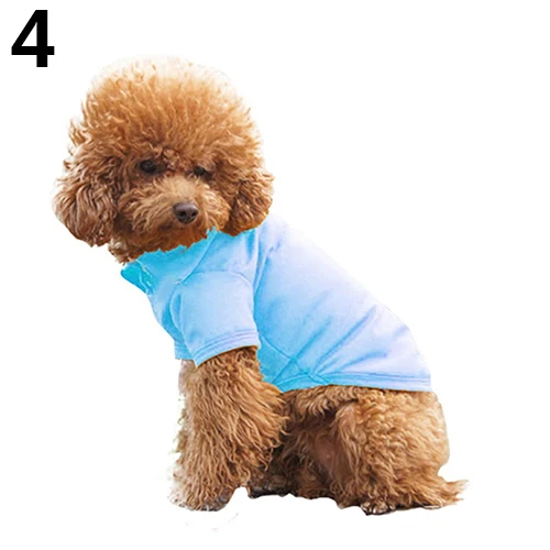 TINGHAO одежда для щенков, маленьких собак, кошек костюм с короткими рукавами, одежда, футболка-поло - Цвет: Небесно-голубой