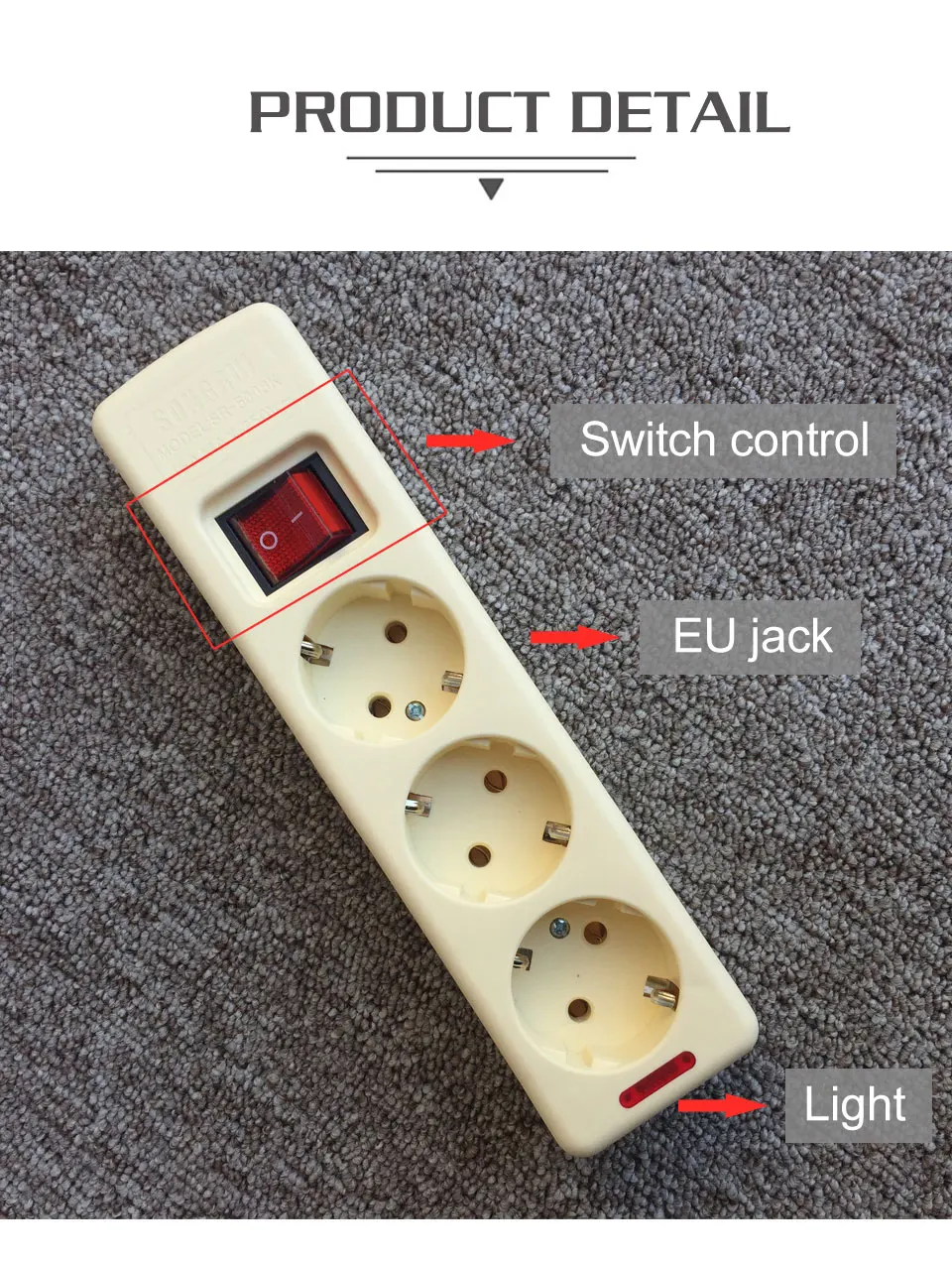 6 AC EU Plug Power No Wire Board Outlet Extension Socket Europe Button Switch Strip 3456 Hole Home Office Use (5)
