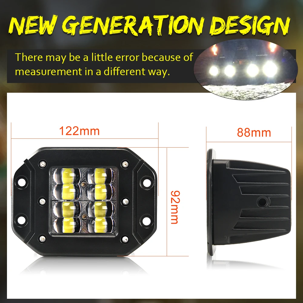 2X 2 80W LED Work Light Spot Pods Bar Driving Amber Fog Lamp Offroad Truck 4WD - Foto 5