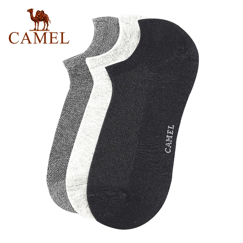 CAMEL 3/6pcs Sports Anti-Sweat Breathable Socks Slippers Men Running Cycling Dry Cotton Quick Dry