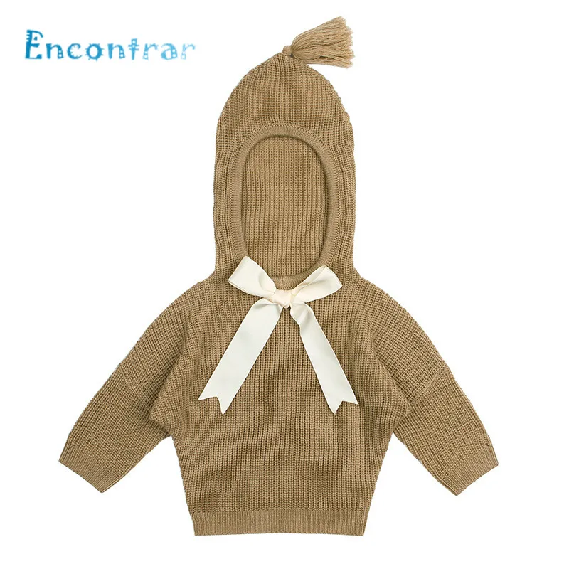 Encontrar Baby Bow Decoration Knitted Cardigan Boys and Girls Funny Winter Clothes Kids Hooded Long Sleeve Sweater 6M-24M,DC504