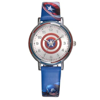 

Disney brand NO.MV-81054 children boys cartoon watches students leather quartz The Avengers Captain America shield waterproof