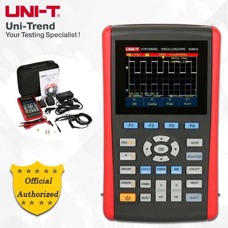 UNI-T UTD1050DL портативный цифровой осциллограф; 2 канала, 50 МГц полоса пропускания, 250 мс/с частота дискретизации