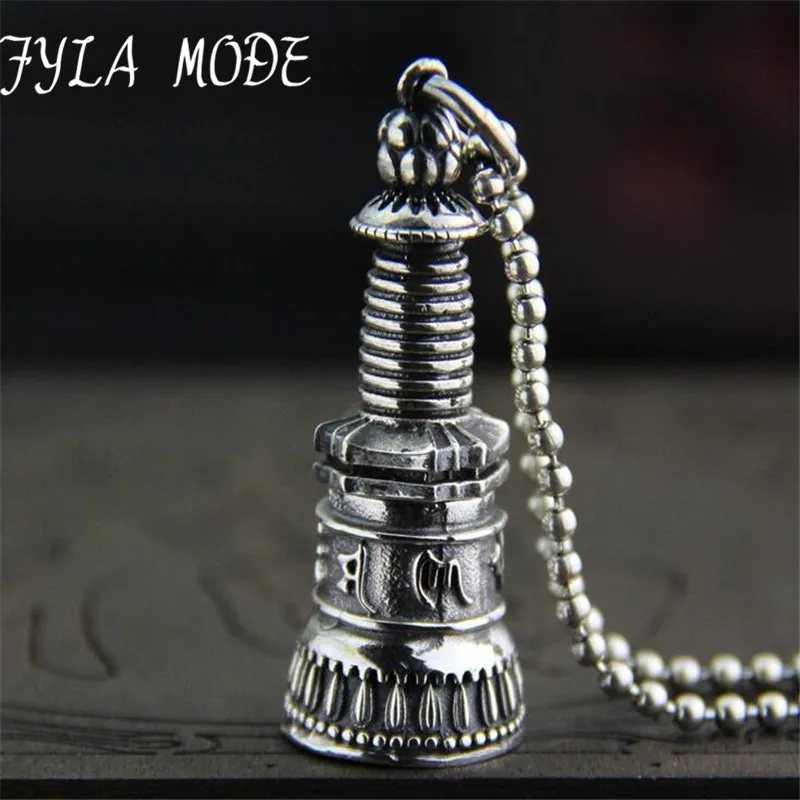

The Pagoda Gaudencio Box Pendant 100% S990 Sterling Silver For Women Pendant Silver 925 Jewelry 17*46MM 20G Mens Fine Jewelry