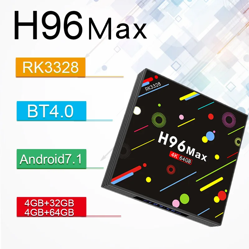 

H96 MAX -H2 TV Box Android 7.1 4GB RAM 64GB ROM Set Top Box RK3328 2.4G/5G Wifi 100Mbps BT 4.0 4K USB Media Player PK X92