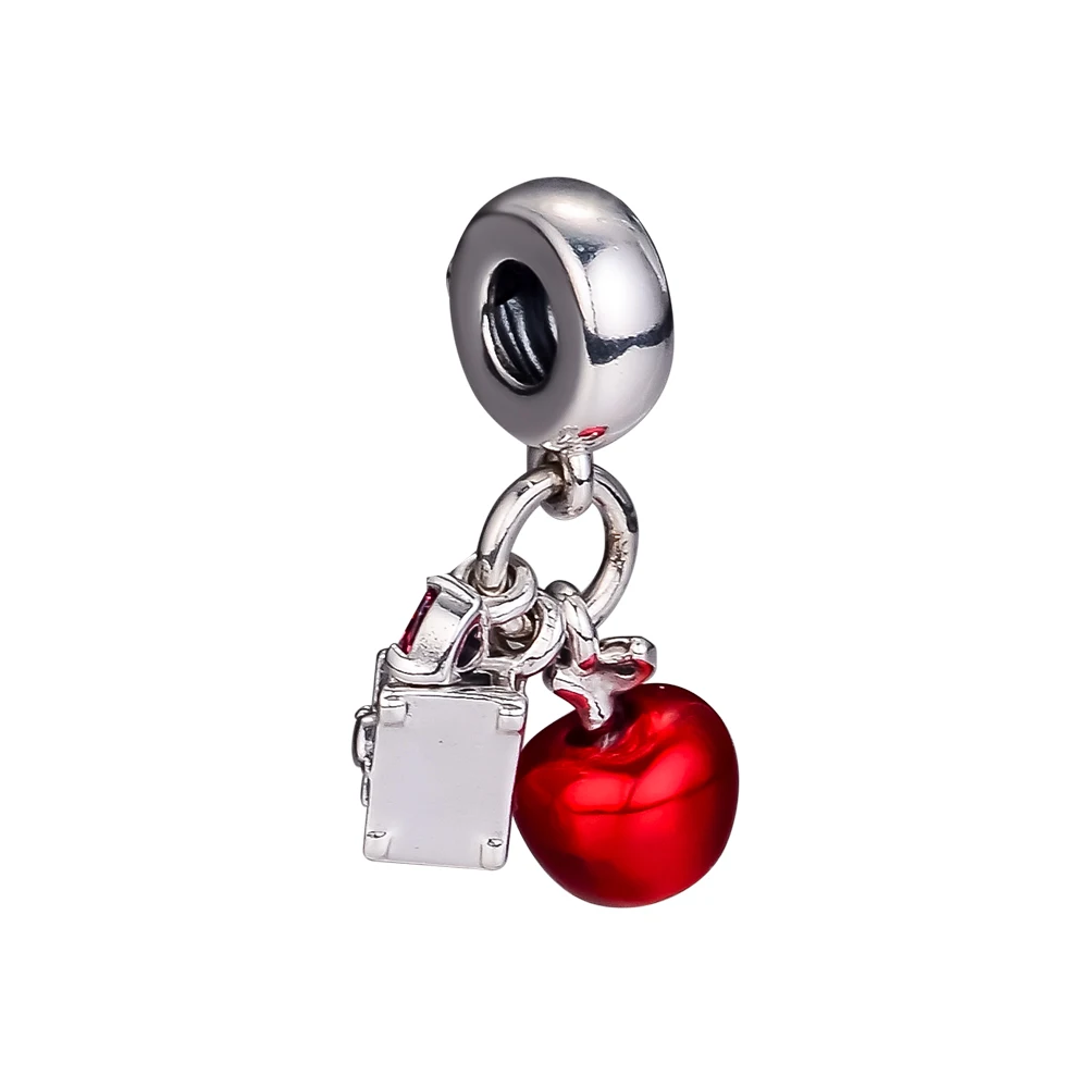 Fits European Bracelet Beads for Jewelry Making Snow White's Apple and Heart Dangle Charm 100% 925 Sterling Silver Beads Jewelry Fits European Bracelet Beads for Jewelry Making Snow White's Apple and Heart Dangle Charm 100% 925 Sterling Silver Beads Jewelry