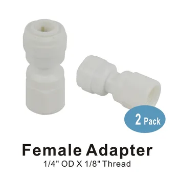

Female Adapter 1/8" Thread to 1/4" Tube Quick Connector Fitting for Water Filters and Reverse Osmosis System - 2 PACK