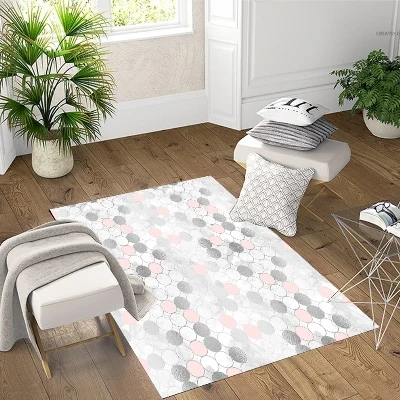 Else, серый, розовый, белый, винтажный круглый геометрический 3d принт, не скользит, микрофибра, для гостиной, декоративный, современный, моющийся коврик