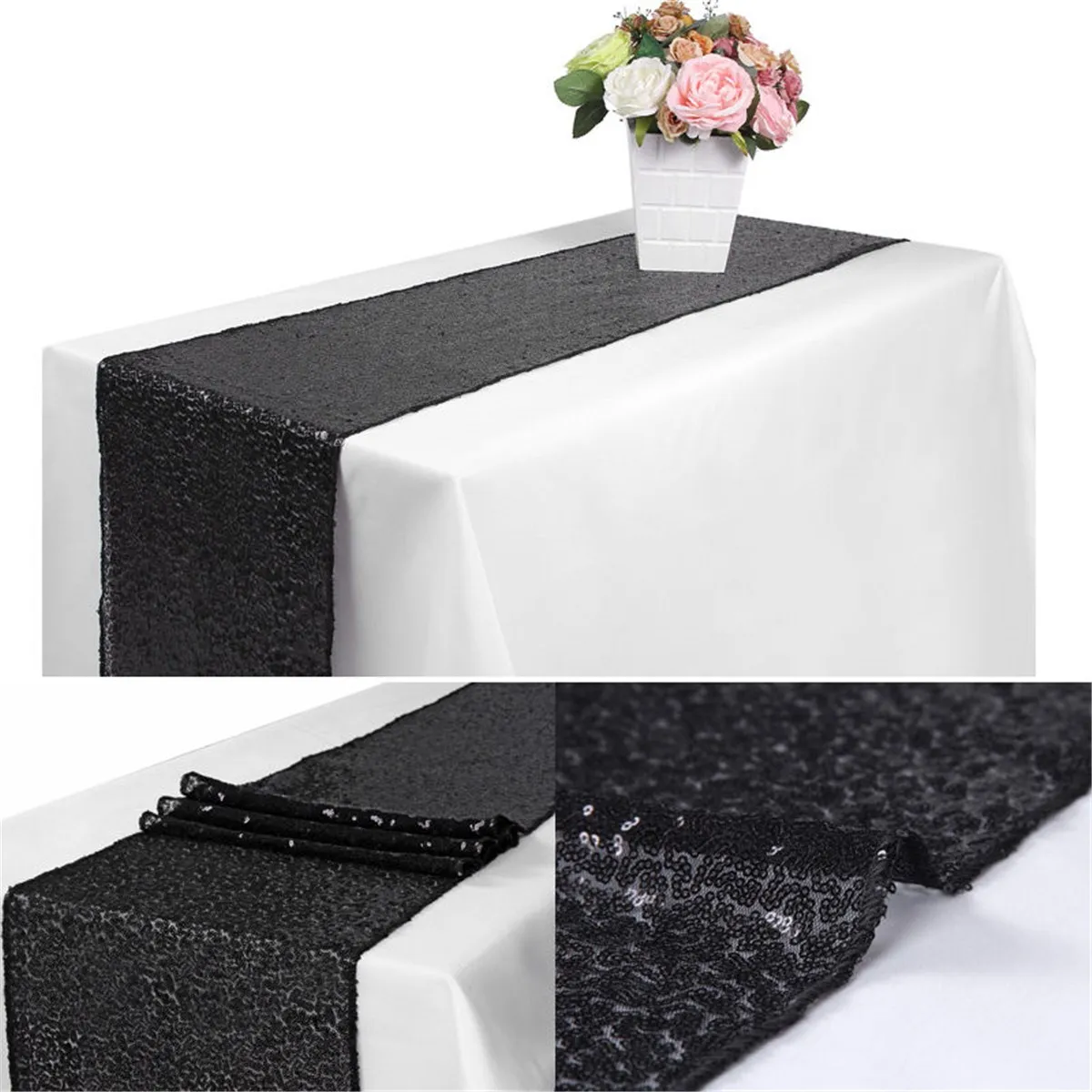 Diy Sequin Satin Table Runner Glitter Tablecloth Bar Wedding Party Diy Sequin Satin Table Runner Glitter Tablecloth Bar Wedding Party Banquet Venue Decoration Accessories Textiles 30x275cm In Runners From Home