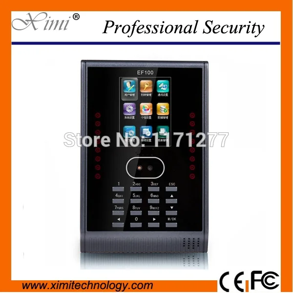 

High quality EF100 Linux system 3" TFT color screen TCP/IP RS232/RS485 free software time attendance device