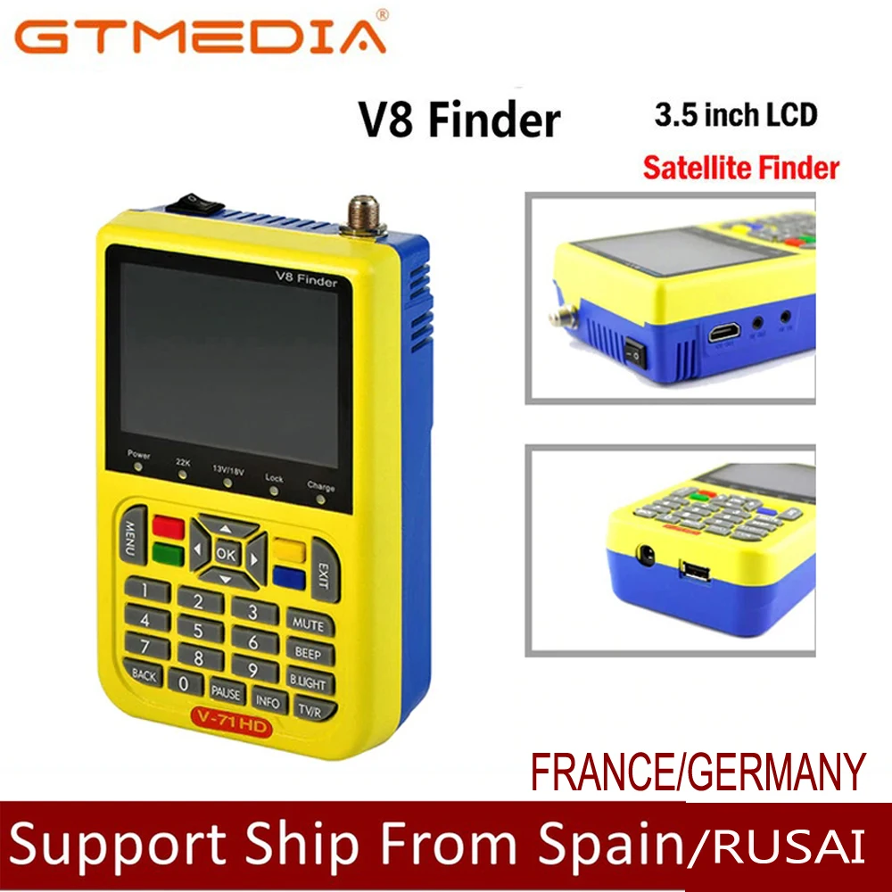 

Freesat/GTMEDIA V8 Finder HD DVB-S2 Digital Satellite Finder High Definition Sat Finder DVB S2 Satellite Meter Satfinder 1080P
