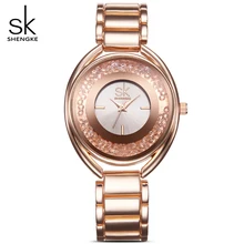 SK Rose gold Women Fashion Quartz wrist watches Top Luxury Brand Girl Stainless Steel Rhinestone Ladies