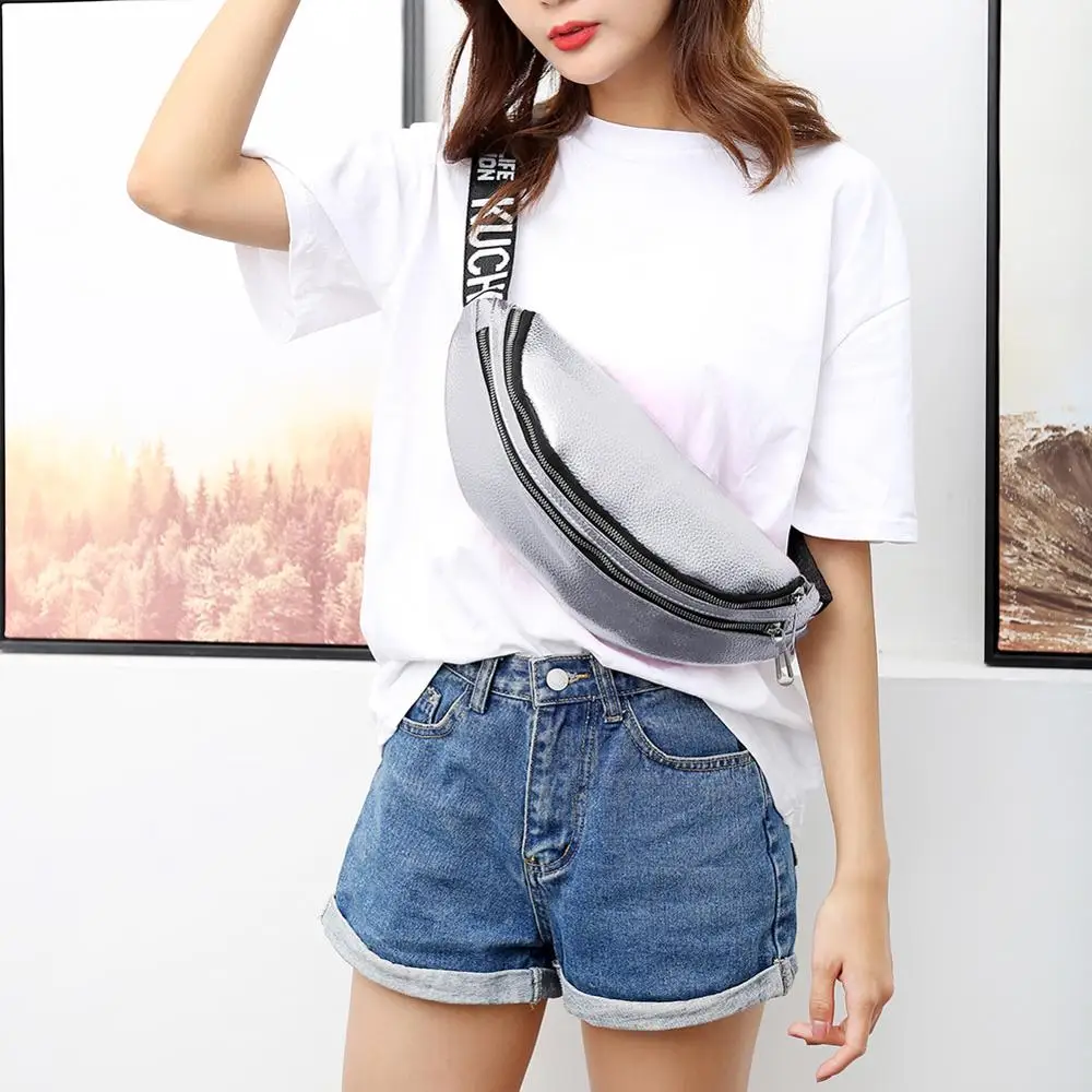 

Women Men Large Capacity Pure Color Litchi Pattern Sports Unisex Casual Solid PU Leather Waist Fanny Pack Chest Shoulder Bags