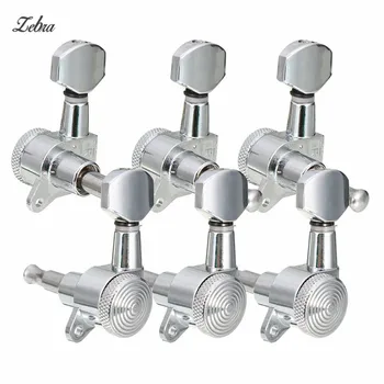 

Zebra 3 Left 3 Right Chrome Locked Guitar String Tuning Pegs Machine Head Tuners Professional Heads For Acoustic Electric Guitar