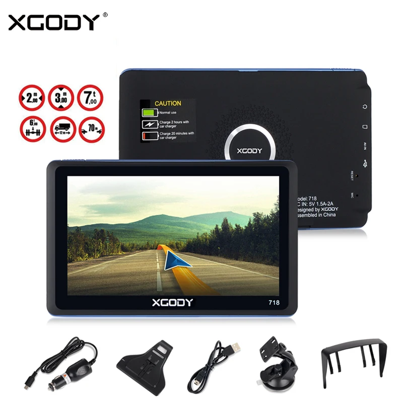 

XGODY 7 Inch Car GPS Navigator 128MB 8GB FM Bluetooth Touch Screen GPS Navigation Reverse Camera SAT NAV Navitel Free Europe Map