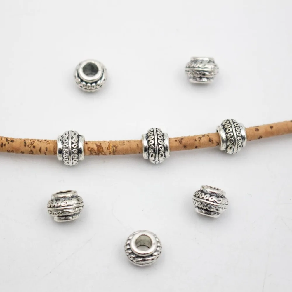 

20pcs for 3mm leather Antique Silver round slider with ethnic pattern jewelry finding supplies D-5-3-110