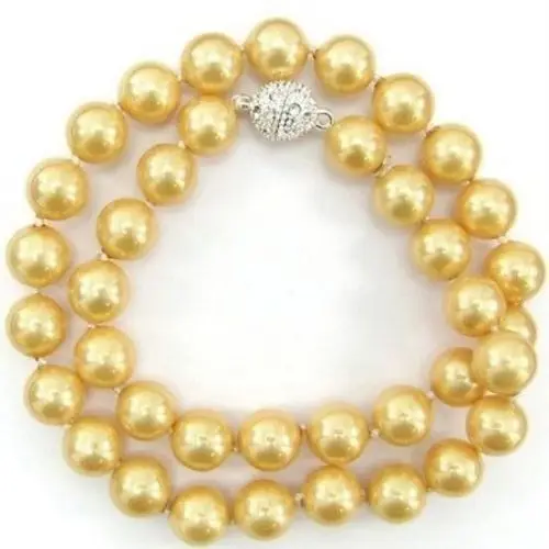 

8mm/10mm South Sea Gold Shell Pearl Necklace 18/24/36 Inches Long>>>Free shipping