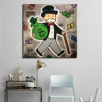 

Alec Monopolyingly Money Bags Sly Deals Canvas Prints Picture Modular Paintings For Living Room Poster On The Wall Home Decor