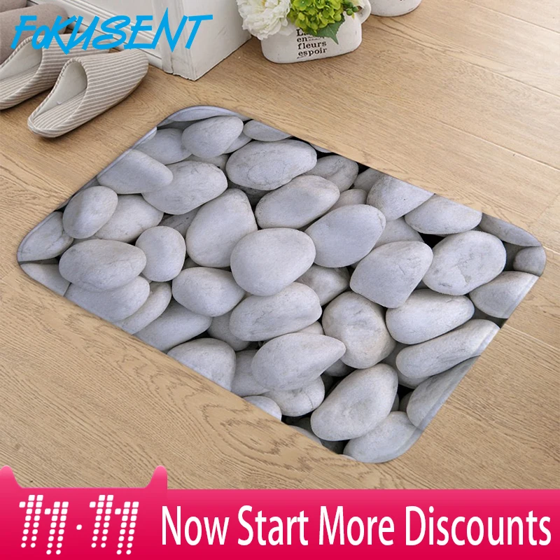 

FOKUSENT Indoor Doormat Print Plant Colorful Pebbles Small Stones Door Mat Flannel Floor Mat Tapis Rugs