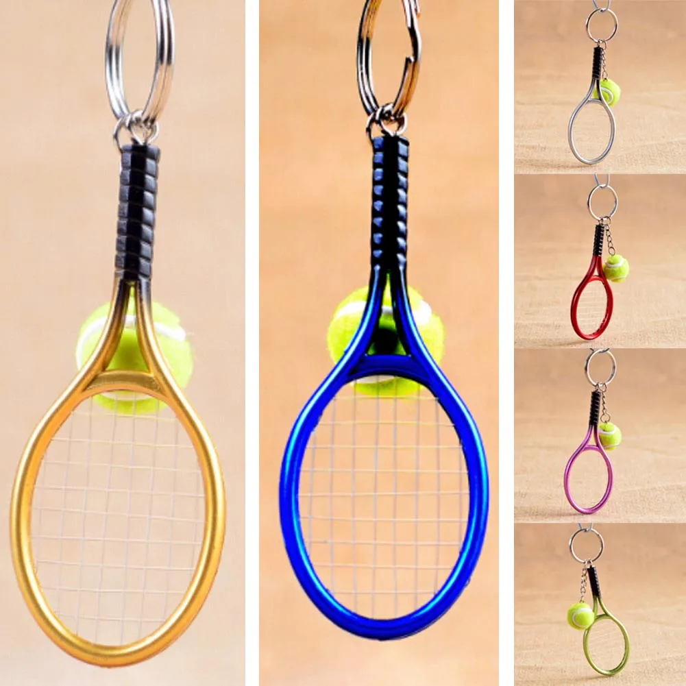 6 Color ! Creative Personality Tennis And Mini Tennis Racket Key Ring