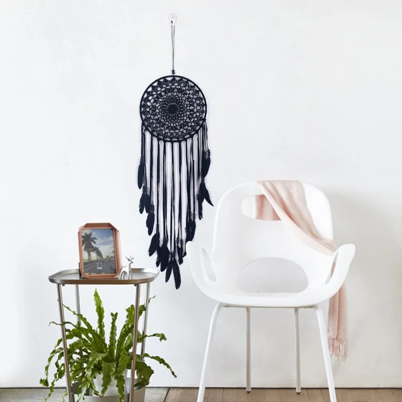 

7 Ring Indian Style Dream Catcher Natural Color Handmade Wind Chimes Feather Pendant Ornament