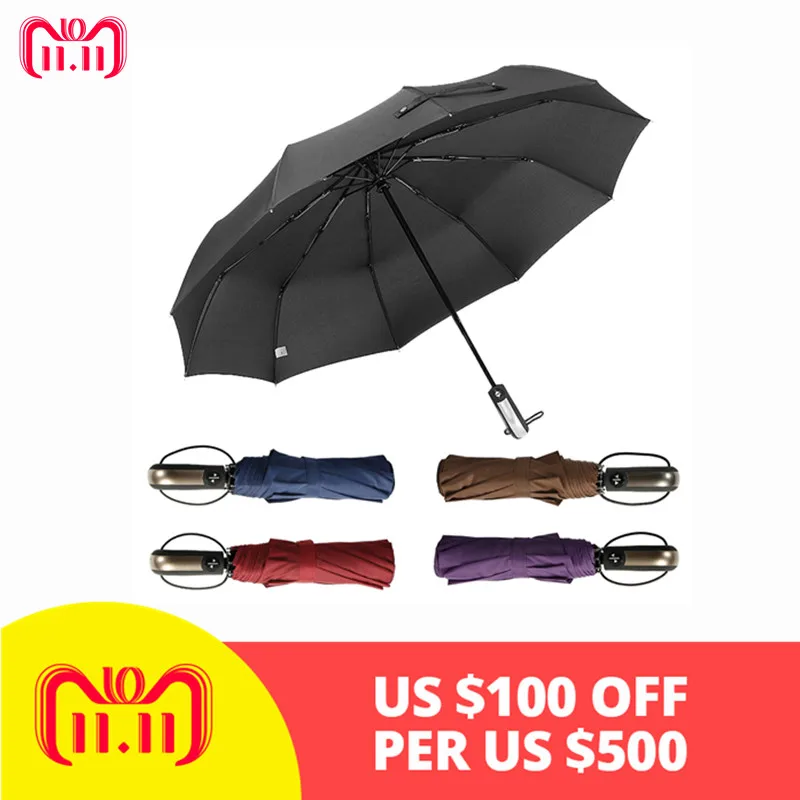 

Dropship New Automatic Three-Folding Automatic Umbrella Sun Rain Women Male Auto Luxury Windproof Travel Umbrellas For Men BTZ1