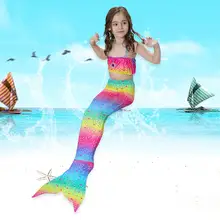 Комплект из 3 предметов, г., купальник-бикини с градиентным цветом рыбьи хвосты для девочек детский пляжный купальник, купальный костюм для девочек, костюм с рыбьим хвостом