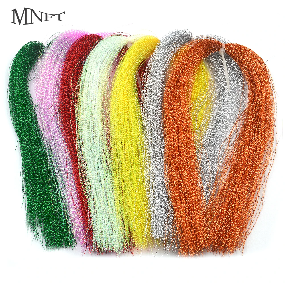 

MNFT 12 Pack Sparkle Flashabou Tinsels Colorful Flat Glittering Crystal Flash Tinsel Sabiki Treble Hook Lure Fly Tying Material