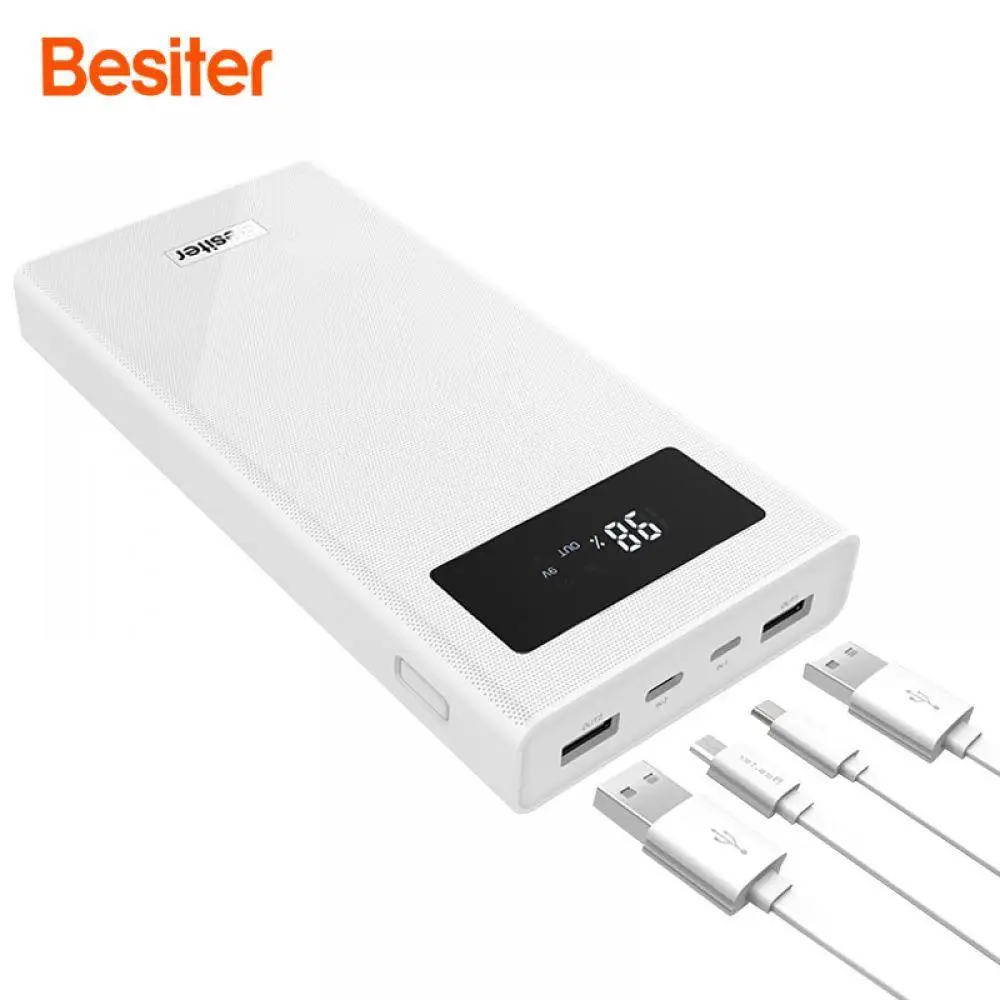 Besiter Быстрый Зарядное устройство 20000 mAh Мощность банк светодиодный портативное