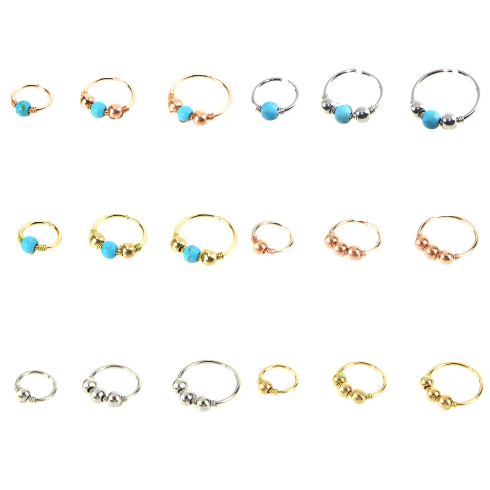 

3pcs/set Green Stone Hoop Helix Piercing Ear Cartilage Surgical Septum Clickers Nose Ring Nipple Tragus Daith Migraine Piercing